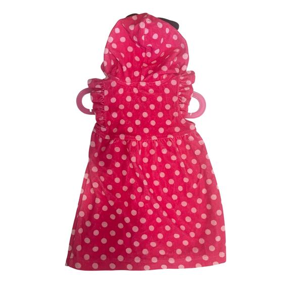 DISNEY Toddler Minnie Mouse Hooded Terry Polkadots Cover Up Dress in Pink Size 3 - Picture 2 of 9